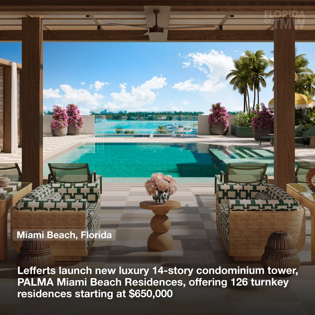 Lefferts launch new luxury 14-story condominium tower, PALMA Miami Beach Residences, offering 126 turnkey residences starting at $650,000