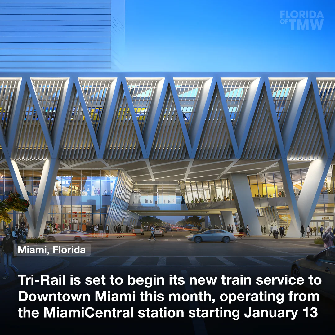 Tri-Rail is set to begin its new train service to Downtown Miami this month, operating from the MiamiCentral station starting January 13